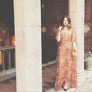 Free People Piped Flutter Sleeve Maxi